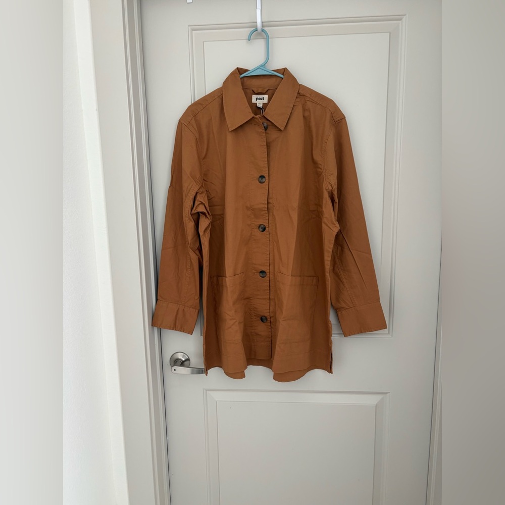 Pact Women’s Caramel Utility Jacket NWT Size XL Oversized - Picture 2 of 6